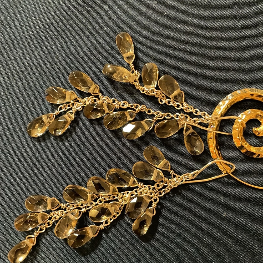 Swarovski Gold Chandelier Earrings with Crystal Drops - Picture 2 of 4